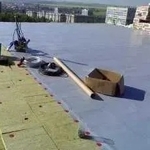 Кровельные работы. Монтаж ПВХ мембраны. Ремонт плоской крыши.