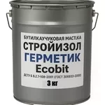 СтройИзол-Герметик Ecobit бутилкаучуковая мастика для швов  ведро 3 кг