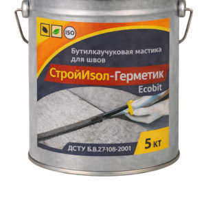 СтройИзол-Герметик ЭКОБИТ ведро 5, 0 кг бутилкаучуковая мастика для шво