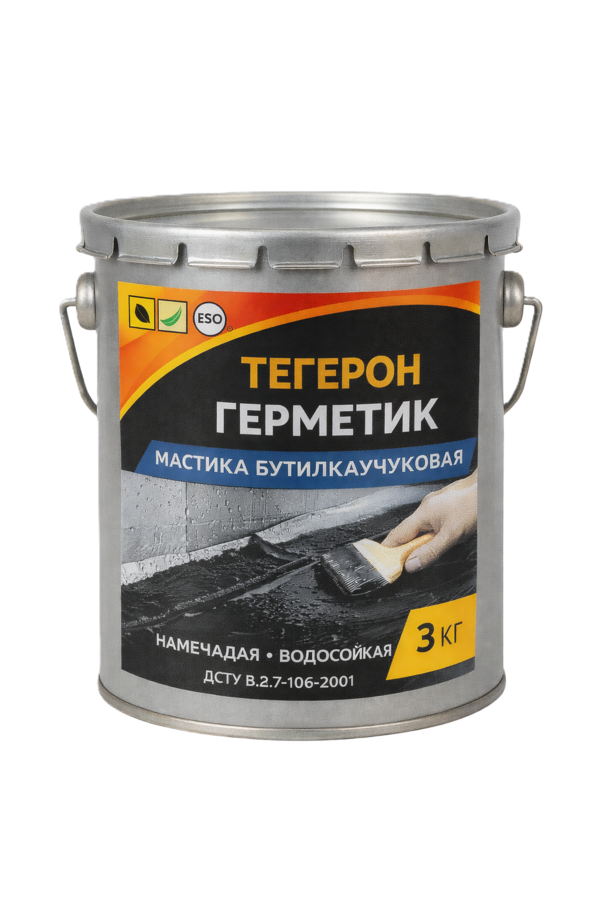 ТЕГЕРОН Герметик ЭКОБИТ ведро 3, 0 кг мастика бутилкаучуковая 