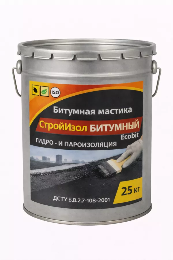 Битумная мастика СтройИзол Битумный ЭКОБИТ ведро 25, 0 кг 