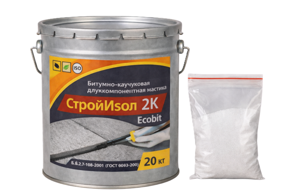 Битумно - каучуковая  мастика ведро 25, 0 кг СтройИзол 2 К ЭКОБИТ